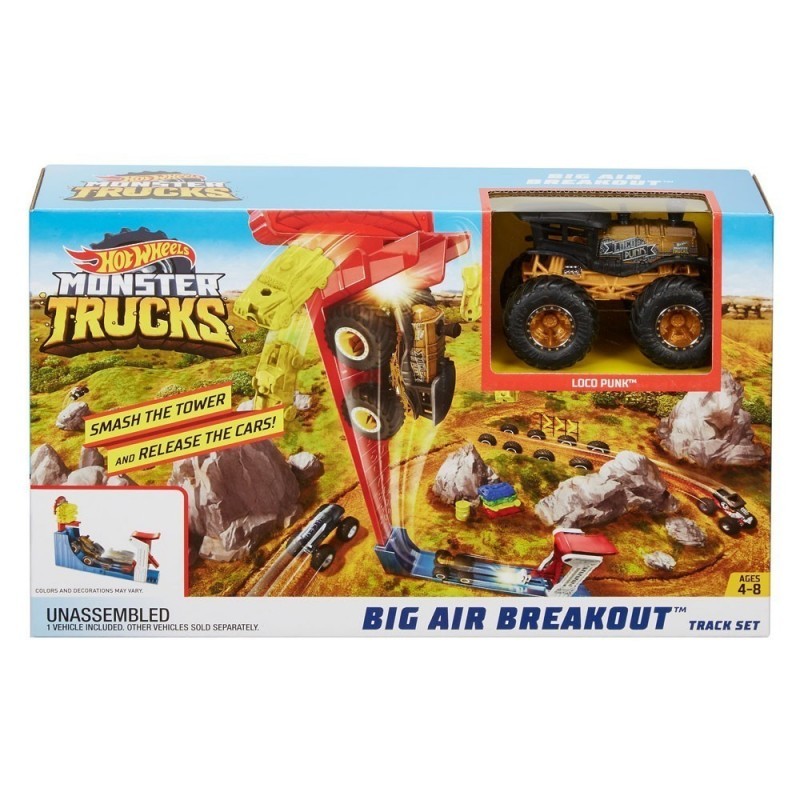 HOT WHEELS MONSTER TRUCKS BIG AIR BREAKOUT Play Set  Colisage: 4 pcs